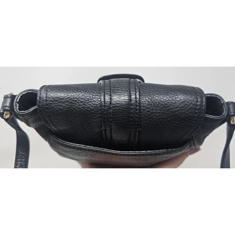 Michael Kors Charlton Small Crossbody Bag Black Leather Gold Buckle Lock VGUC